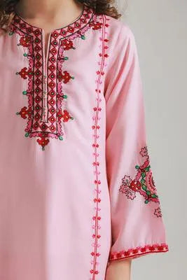 Pink Embroidered Lawn 2-Piece Set for Women